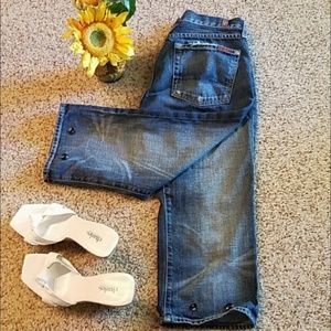 7 For All Mankind crop bootcut decorated jeans